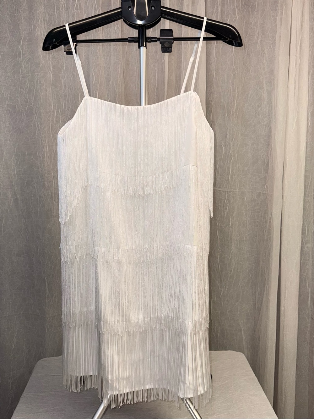 A New Day White Fringe Mini Dress Size M NWT Tiered Flapper Cocktail $50